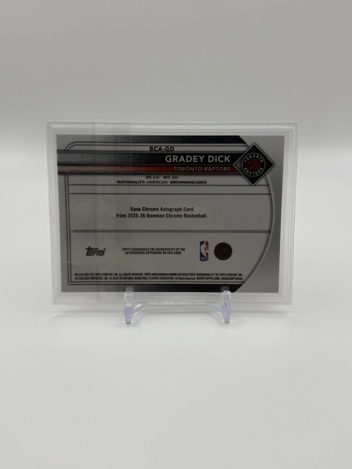 2025-26 Gradey Dick Bowman Chrome Mega Box Mojo Auto Orange /25