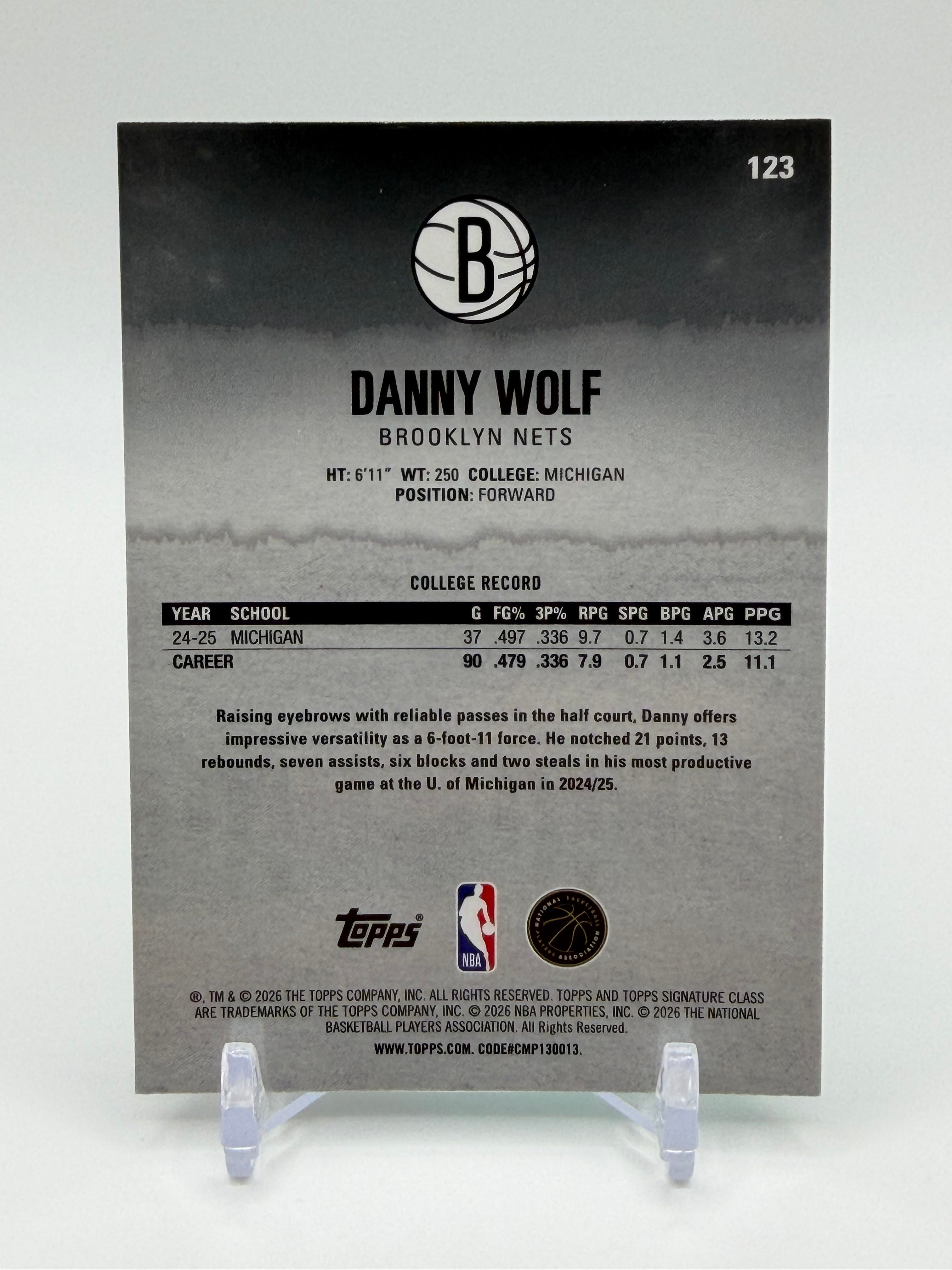 2025-2026 Topps Signature Class Chrome Danny Wolf Teal Refractor Rookie RC /225