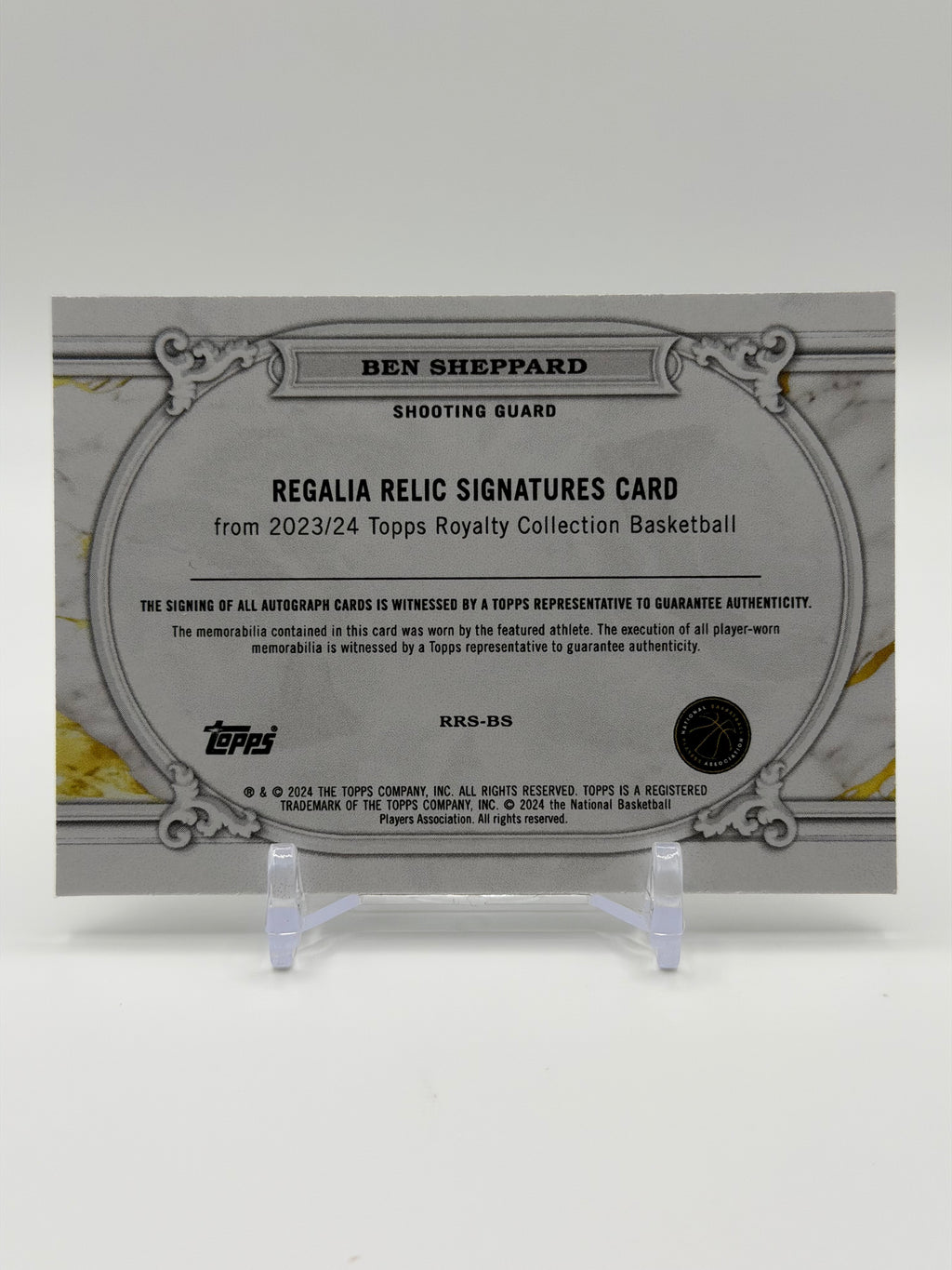2024 Topps Royalty Ben Sheppard Regalia Relic Auto RC Pacers RRS-BS Rookie /99