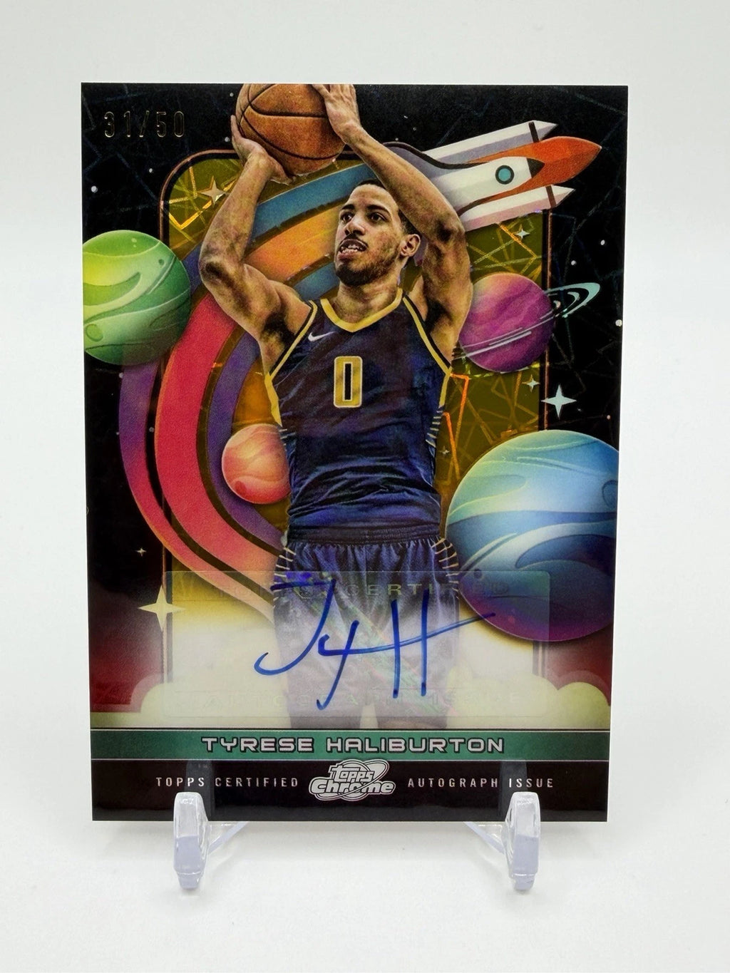 2023-24 Topps Cosmic First Flight Tyrese Haliburton Gold Auto /50